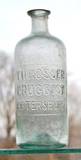 Pontiled Petersburg Va. Drug Store Bottle: T.H. Ross / Druggist /Petersburgh.