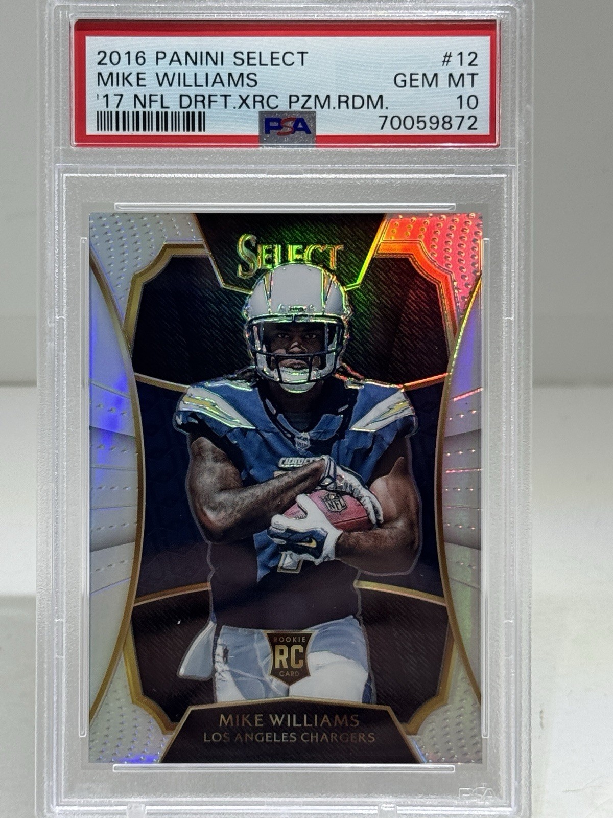 MIKE WILLIAMS RC 2016 SELECT 2017 XRC ROOKIE PRIZM #12  PSA 10 SHIPS SAME DAY