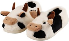 Cute Cow Cotton Slippers for Men and Women Fuzzy Plush animal slippers 4.5 - 5.5