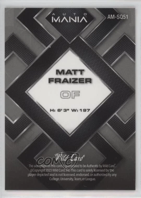2023 Wild Card Mania Square Gold Kaleidoscope /4 Matt Fraizer #AM-SQ51 Auto - Image 2 of 2