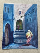 Peinture originale marocaine signée Khalifi – scène orientale - Acrylique
