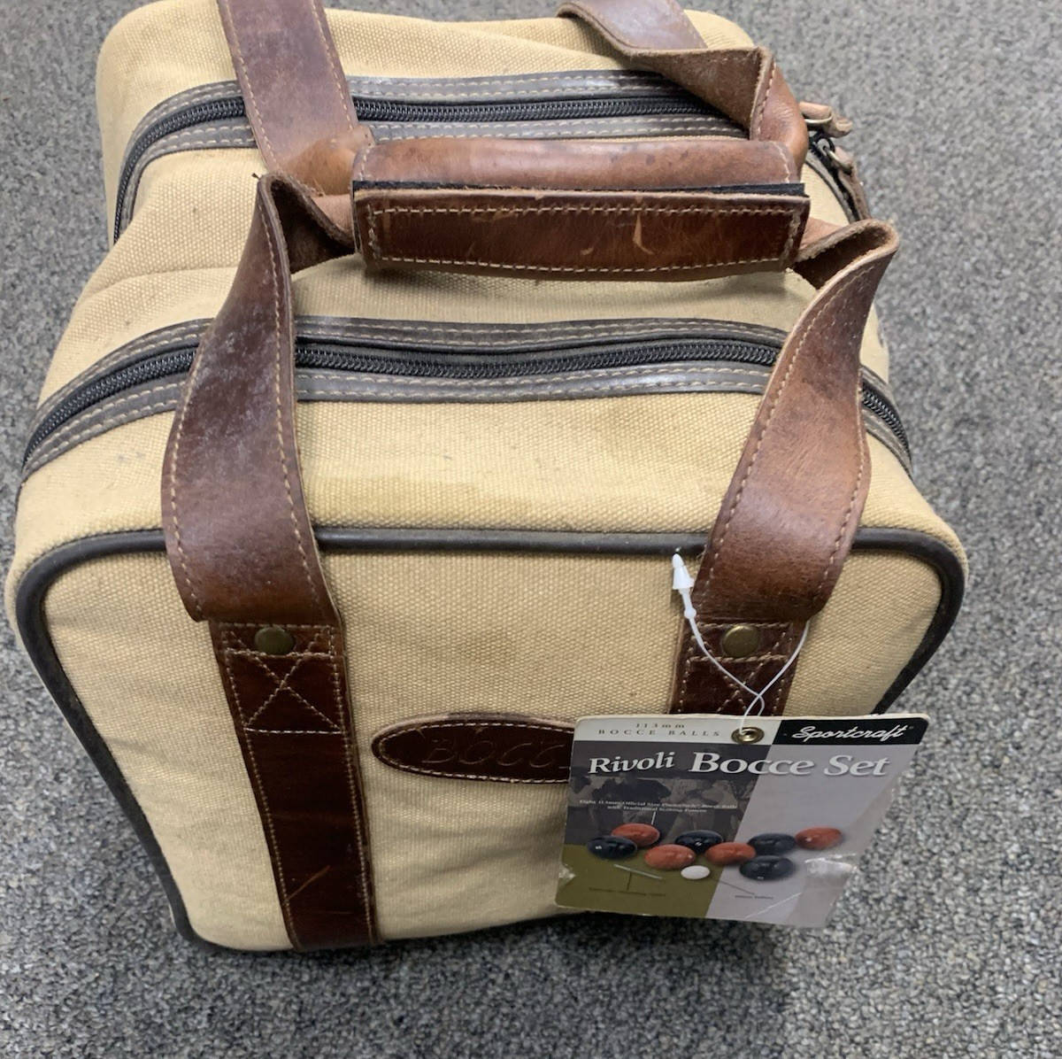Vintage Sportcraft Rivoli Bocce Ball Set With Canvas and Leather Carry Case