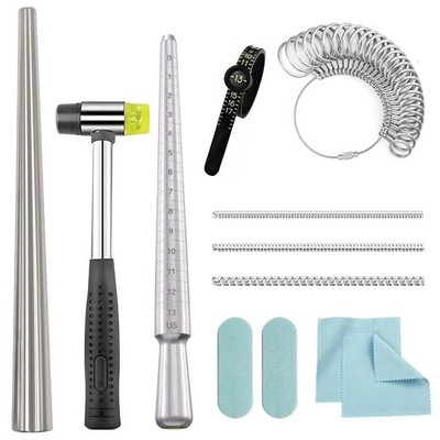 Ring Sizer Tool Kit - Metal Mandrel & Mallet for Ring Sizing, Repair & Reshaping