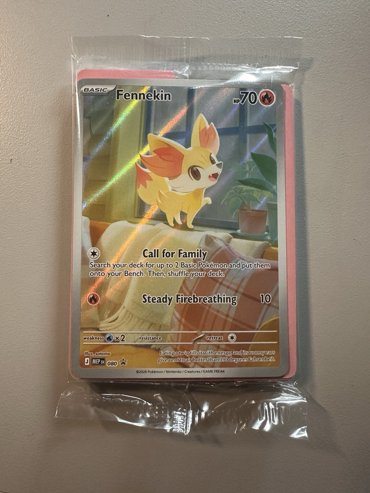 Pokemon TCG Fennekin 080 Mega Evolution Promo Holo Basic 70 HP EN