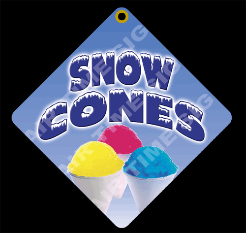 SNOW CONES Diamond Concession Sign - Trailer, Stand 12" x 12" 2 sided - Afbeelding 1 van 2