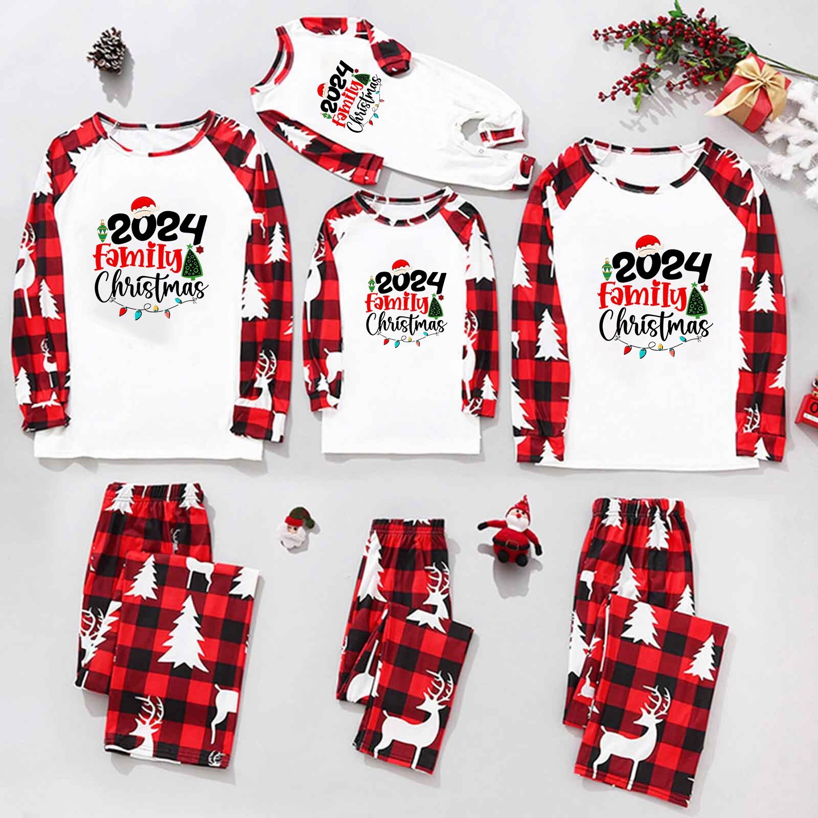 Conjunto de pijama de manga larga de Navidad a juego familiar conjunto ropa de salón