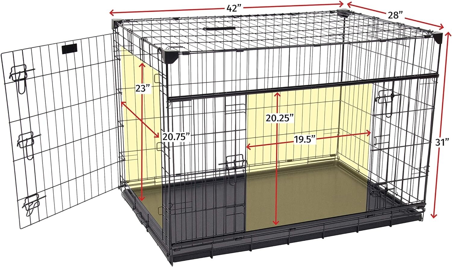 42" (L) Lucky Dog Sliding Door Dog Crate w Handle Removable Tray Rubber Feet eBay