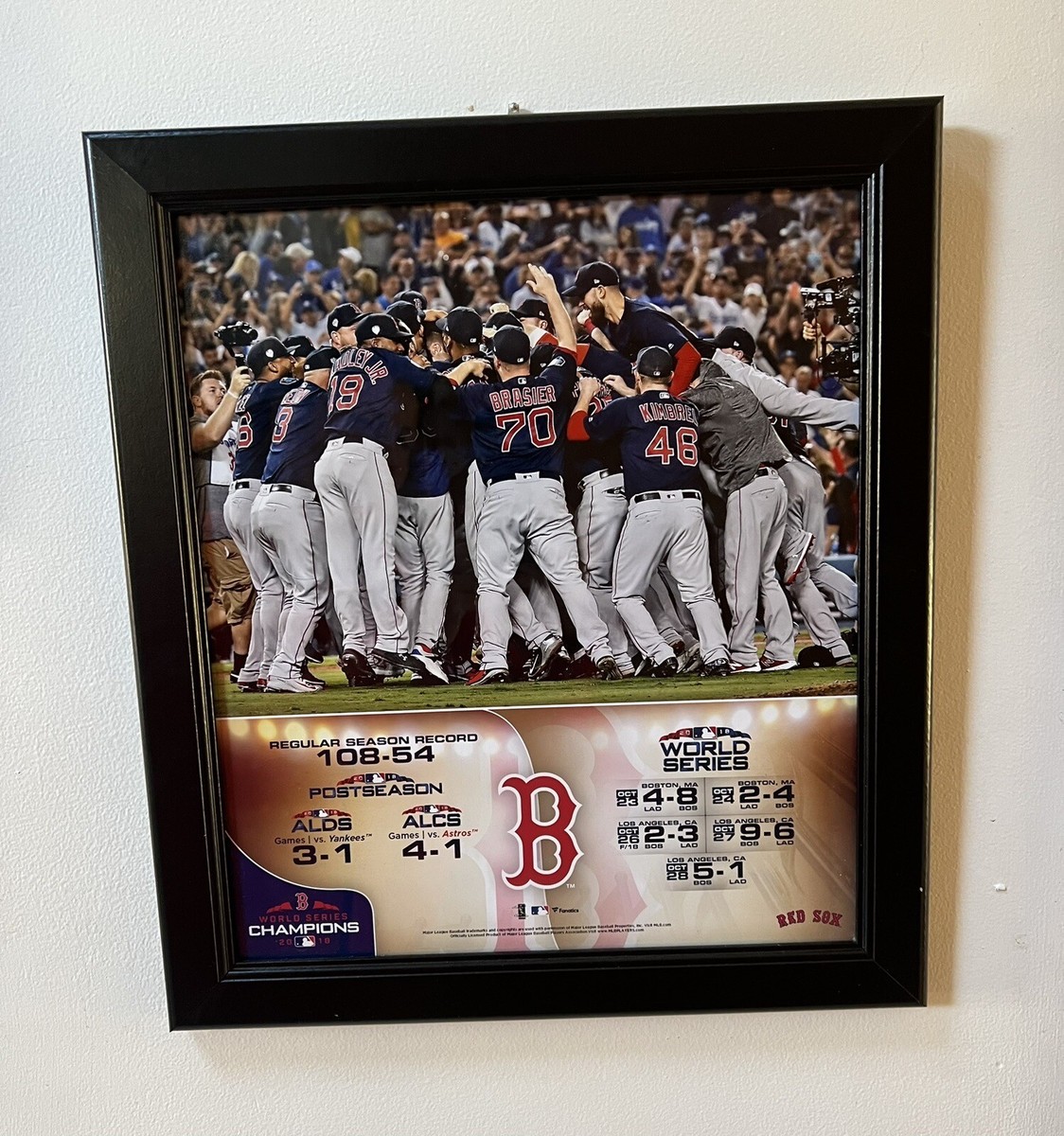 Boston Red Sox 2018 World Series Champs Framed 16.5” X 14.75” MLB