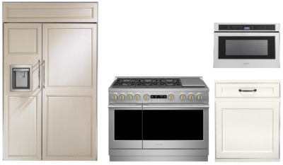 Monogram Pro Package with 48'' Panel Ready Refrigerator & 48'' Gas Range
