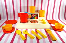 Sweet 1970's Fisher Price 15pc Kitchen Set with Magic Burners Cook Top  Dishes
