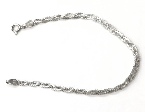 925 Sterling Silber geflochtene Kette S Glieder Armband 7" 3,61mm breit 2,6g Nachlass