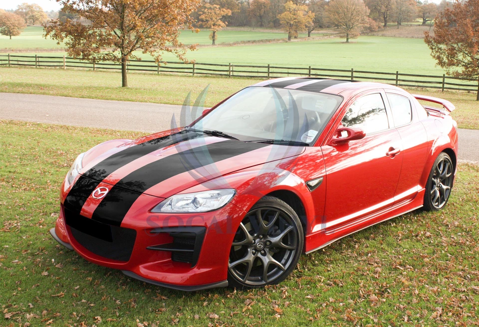 Calcomanía envolvente de vinilo color mate rayas de carreras para Mazda Miata Rx8 rayas 10 ft/20 ft Foto 4 de 4