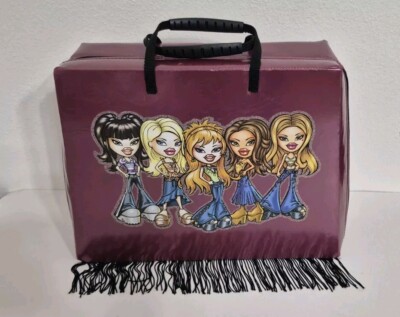 Vintage BRATZ Doll Carrying Case Purple Fringe and Inserts Grap Travel Bag 2002 