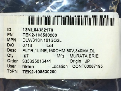 DLW31SN161SQ2L MURATA CMC 340MA 2LN 160 OHM SMD 16 PIECES