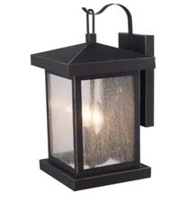 Bel Air Lighting Santa Cruz Weathered Bronze Outdoor Wall Light w/ Seeded Glass