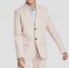 Boy's Classic 2-Button Chambray Blazer Suit Jacket Cat Jack Beige size 7, 14