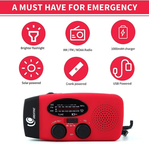 Emergency Solar Radio FM/AM Power Bank Portable Hand Crank Radio LED Light Torch - Picture 2 of 13