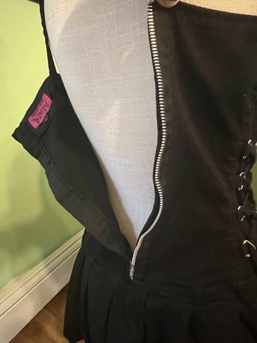 Tripp NYC nero mini gotico abito corsetto medio giarrettiere laterali *cerniera rotta* - Foto 5 di 6