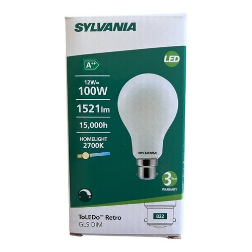 Sylvania 12W BC Bayonet LED GLS Bulb 12 Watt 1521lm 2700k Dimmable 0028608 - Picture 2 of 6