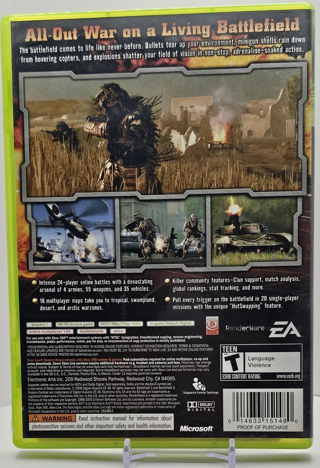 Battlefield 2 Modern Combat Xbox 360 Case Only *No Game or Manual!* - Image 2 of 2
