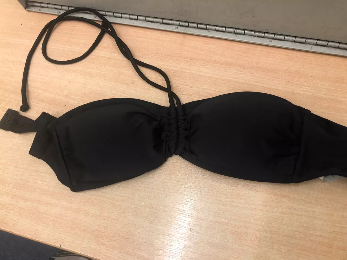 Primark Black Lightly Padded Non-Wired Halter Neck Bandeu Bra UK10 Eu38 One  Size