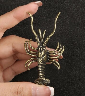 Brass Lobster Animal Statue Small Sculpture Tabletop Figurine Home Decor Gifts