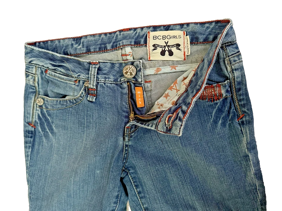 Pantalones de mezclilla BCBGirls Mick azul para mujer talla 28 algodón elástico acampanado corte bota Foto 2 de 4