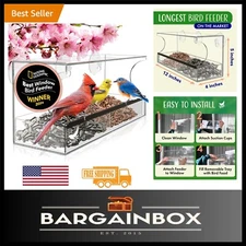 Large Viewing Window Bird Feeder with Sliding Tray - Perfect for All Wild Birds