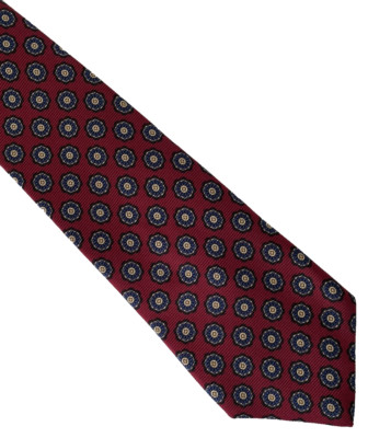 Miltons Burgundy Purple-Gold Medallion Classic Silk Neck Tie Necktie   USA Made