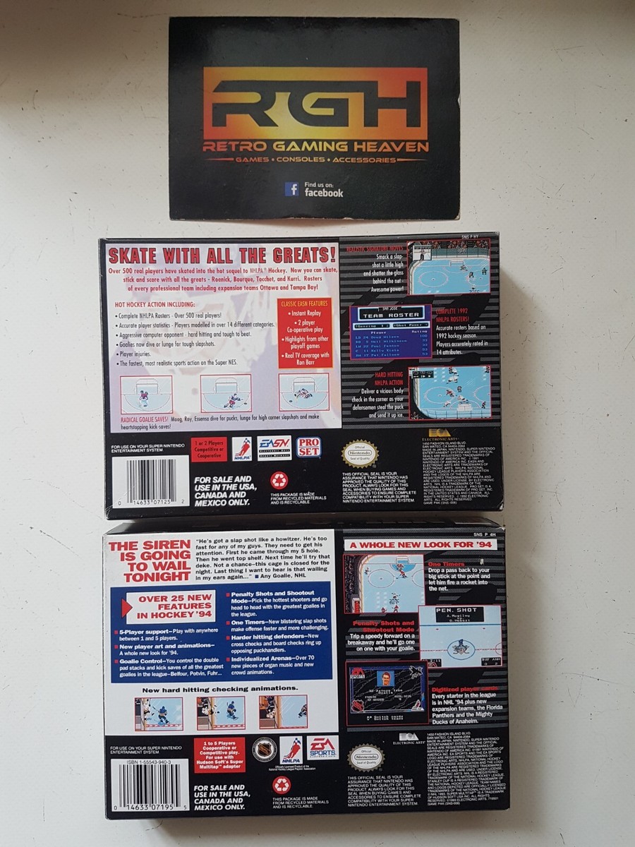 NHLPA HOCKEY 93 NHL 94 96 SUPER NINTENDO USA SNES GAMES