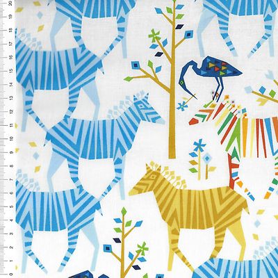 (  14,00/m) Patchworkstoff -  '' Origami Oasis ''  Zebra blau - 25 x 110cm
