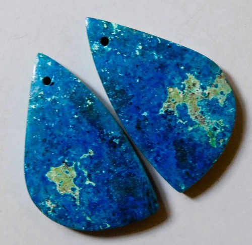 42.50 Cts Natural Shattuckite Drilled Cabochon Match Pair Gemstone 31.3X18MM - Picture 3 of 3