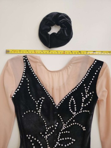 Girl's Ice Figure Skating Dress - Medium 14 - Black and Pink with Rhinestone - Picture 7 of 13