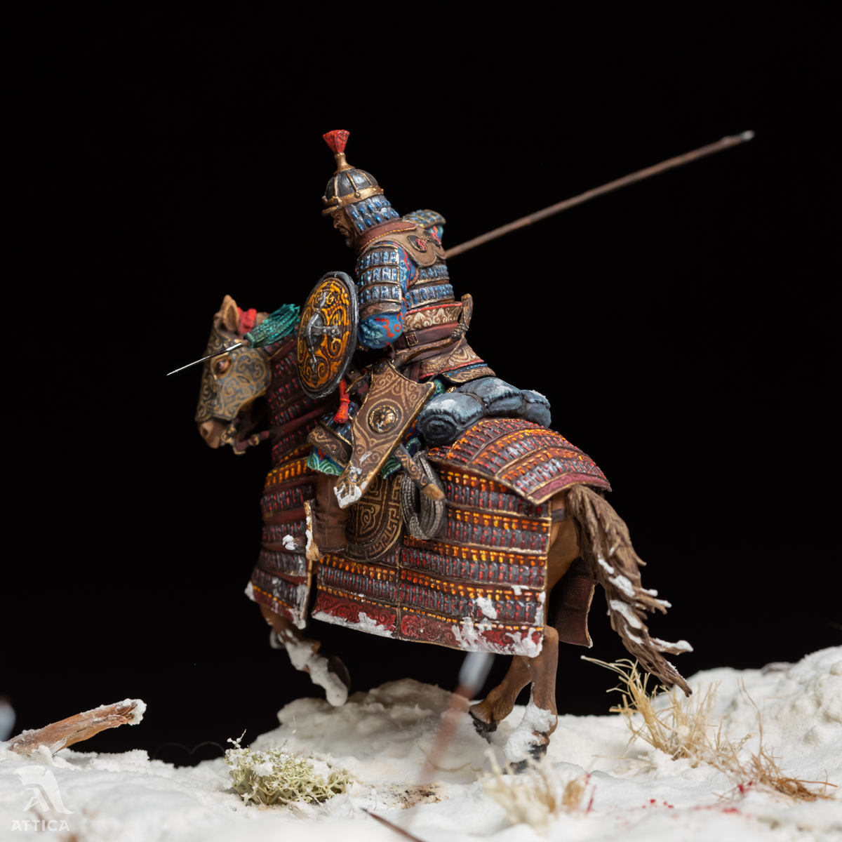 Soldat jouet en étain peint 54 mm général mongol prévente | Art