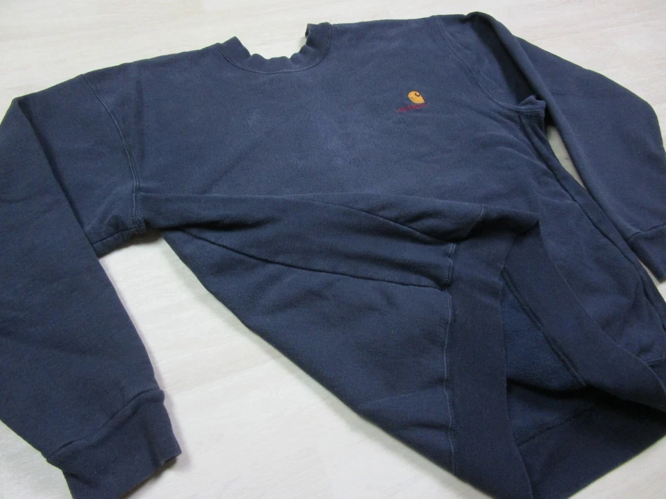 Sudadera de Colección Años 80 Carhartt Resistente Exterior Cuello Redondo Talla XL Azul Desteñida Foto 4 de 4