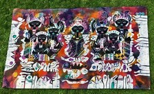 Vintage Bali Batik Art Wall Hanging "Fish Market" Signed 151cm x 91cm 