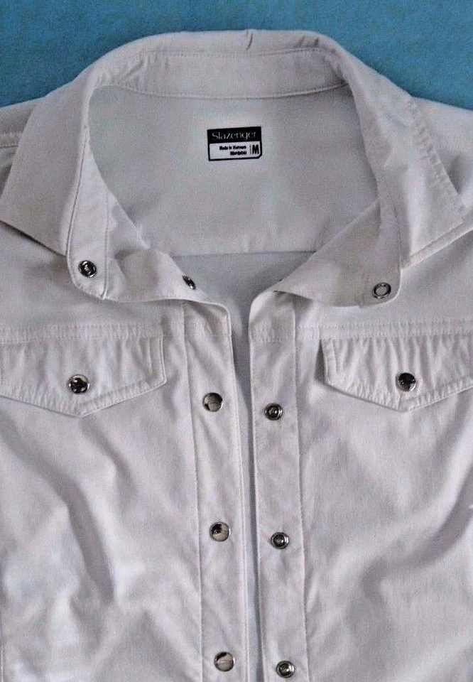 Chaqueta para mujer Slazenger blanca de golf ajustada frontal a presión talla M RN#104141 Foto 2 de 4