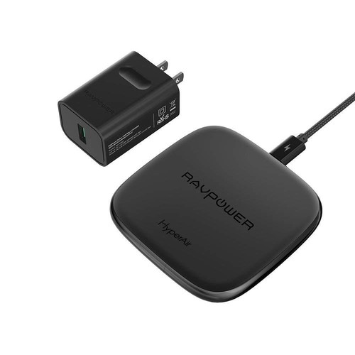 Chargeur sans fil rapide RAVPower 7,5 W pour iPhone X, 8 avec HyperAir 10 W Qi Samsung - Photo 1/7