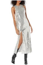 Show Me Your Mumu Women's Disco Maxi Dress Silver Disco Sequin