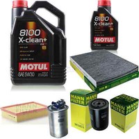 MANN-FILTER Inspektionspaket 6L Motul 5W-30 8100 X-Clean+ FüR Seat Ibiza Ii 1.9