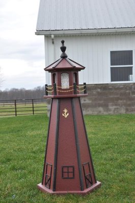 Large 39'' Lighthouse Poly Vinyl Solar Yard Garden Decoration Outdoor 