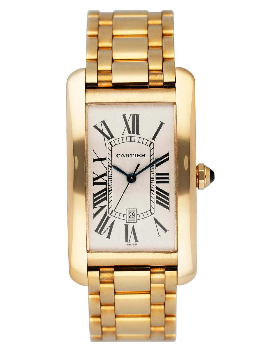 Cartier Tank Americaine XL W2603156 18K Yellow Gold Mens Watch | eBay