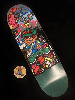 スケートボード ANDY HOWELL - ART, SKATEBOARDING & LIFE RARE FLOCKED Andy Howell Molotov Kid New Deal Skateboard Deck