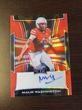 Leaf 2025 Metal Malik Washington Autograph Serial #BA-MW1 Football Card 9/10