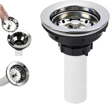 Kitchen Sink Drain Assembly, Stainless Steel Basket Strainer with Knob, 3-1/2 In