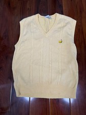 Vtg 90s Augusta National Golf Shop Masters Slazenger Sweater Vest L Yellow