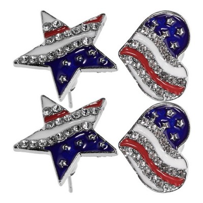 2 Pairs Ohrhänger Mit Amerikanischer Flagge Ohrringe Usa Anstecknadel