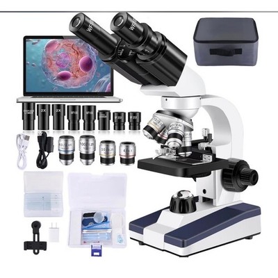 Binocular Compound Microscope Kit 40X-2000X USB Student Lab Science Microscope