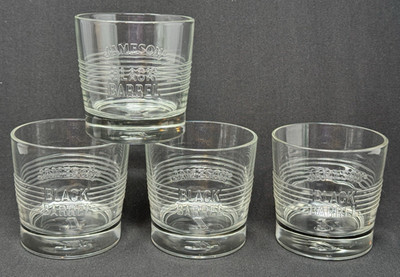 Jameson Embossed Black Barrel Whiskey Old Fashioned Cocktail Glasses ~ Set of 4
