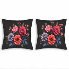 Set of 2 Decorative Throw Pillow Covers 18x18in - Vibrant Floral Design